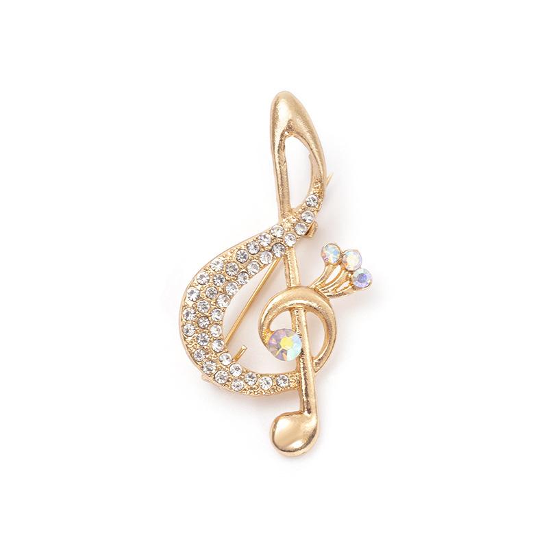 Мода Креативная Музыкальная Нота Корсаж Легкая Роскошь Брошь Булавка Полный Страз Аксессуары для Одежды Для Женщин Костюм Блестящие Ювелирные Изделия
