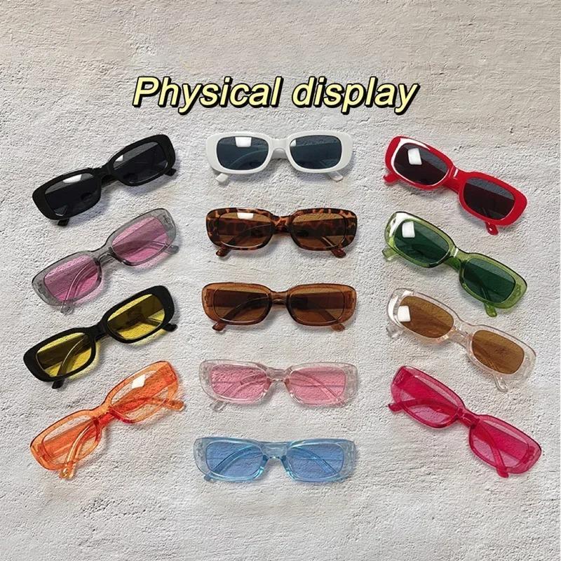 Vintage Black Square Sunglasses for Woman Luxury Brand Small Rectangle Sun Glasses Female Gradient Clear Mirror Oculos De Sol