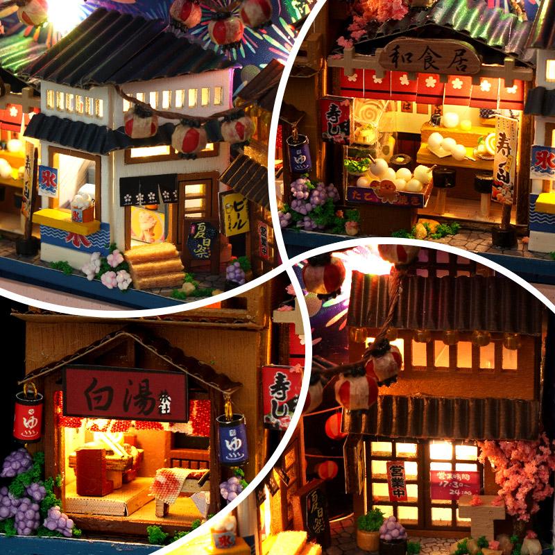CUTEBEE Japanese Box Theatre Diy Dollhouse Kit Furniture Miniature Doll House Lighting Toys For Children Couple Birthday Gift