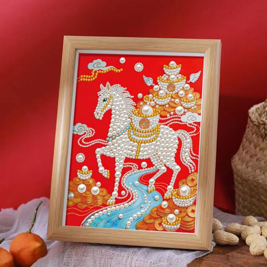 Набор для рисования жемчугом 'Лошадь', DIY 3D-арт с бусинами, поделка, с глянцевыми искусственными жемчужинами, декор для стены дома