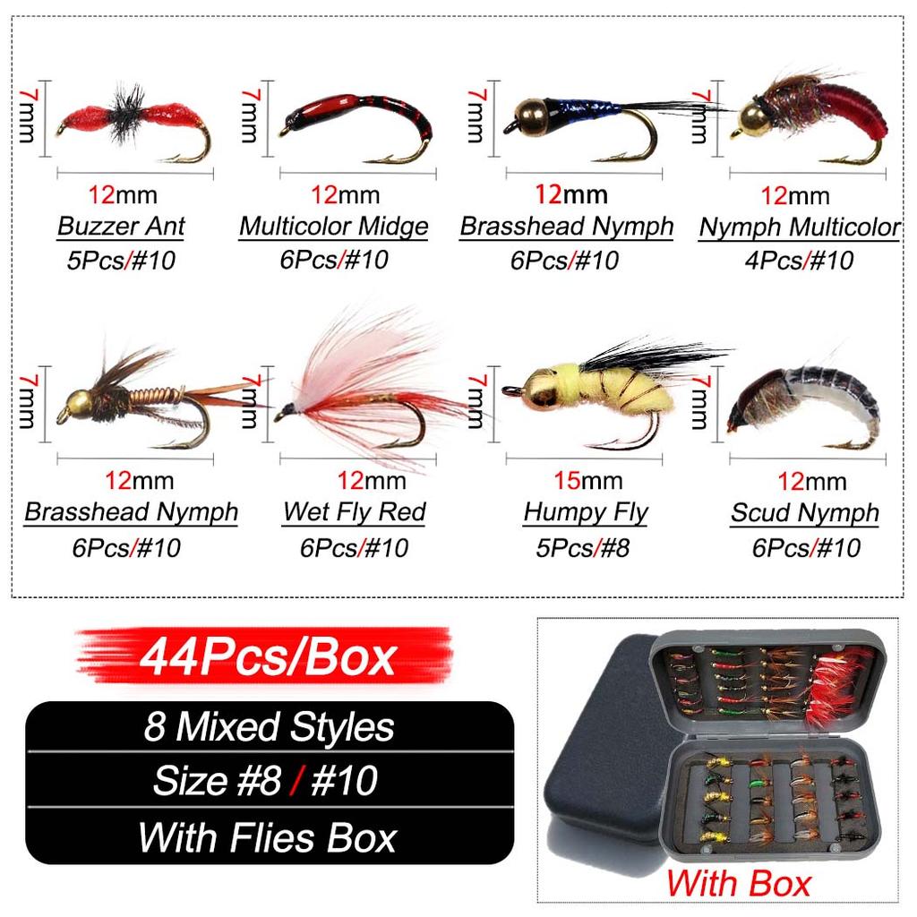 24-120 шт. набор мушек для рыбалки нахлыстом, сухие влажные мухи, рыболовная приманка, искусственная наживка для нимфы, форели, окуня, синяя жаберная муха, комбинированная приманка