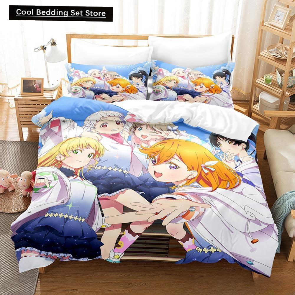 Аниме Каваи Девушки Love Live! 3D-печать Комплект постельного белья односпальный двуспальный двуспальный двуспальный комплект для взрослых и детей комплект пододеяльников