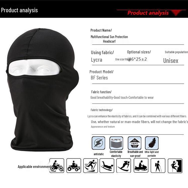 Outdoor Cycling & Motorcycle Protective Sun Mask - Single-Hole Headgear Hat