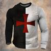 Men's Templar Cross T Shirt Long Sleeve T Shirt 3D Print Crew Neck Shirt Daily Designer Vintage Retro Street Casual Summer Spring Fall Clothing