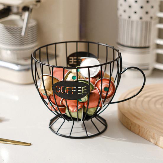 Yousheng Coffee Pods Holder Counter Organizer with Handle Spacious Capacity Quick Access Multi-Purpose Capsule Basket Coffee Bar Accessories