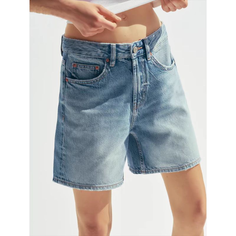 Za2025 Summer New Women Clothes Versatile Slimming Mid Waist Simple and Versatile Denim Casual Shorts 4365005