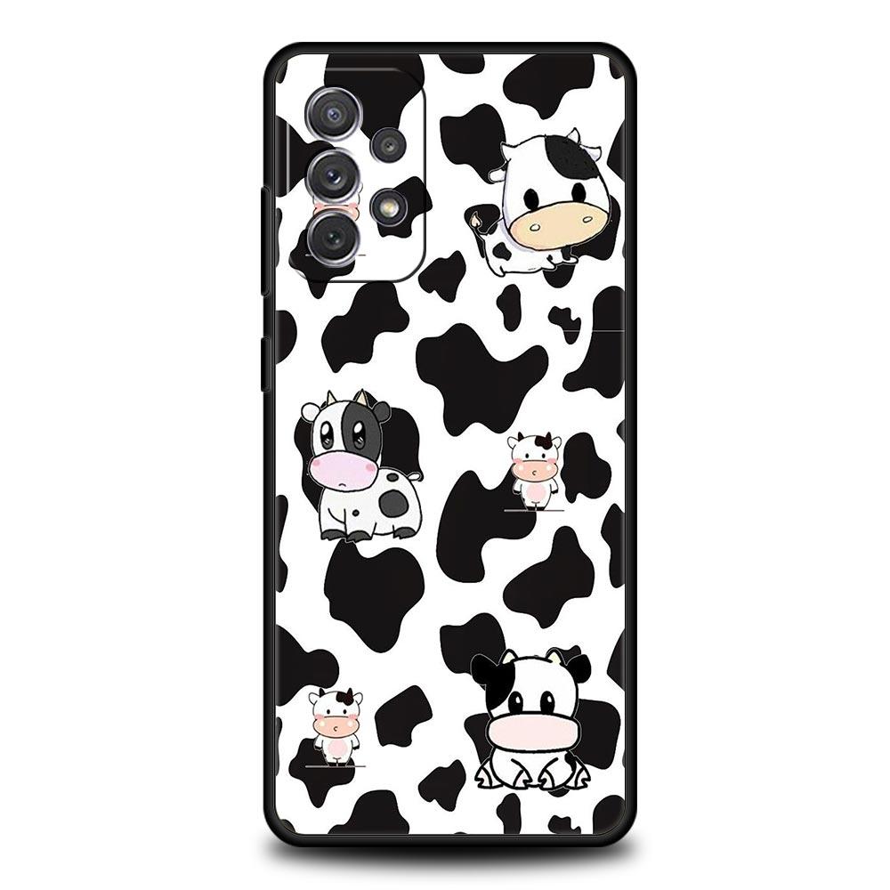 White Black Cow Pattern Phone Case for Samsung A51 A71 A21S A12 A15 A25 A31 A41 A52 A32 A23 A33 A53 A73 A03S A05S A13 5G Cover