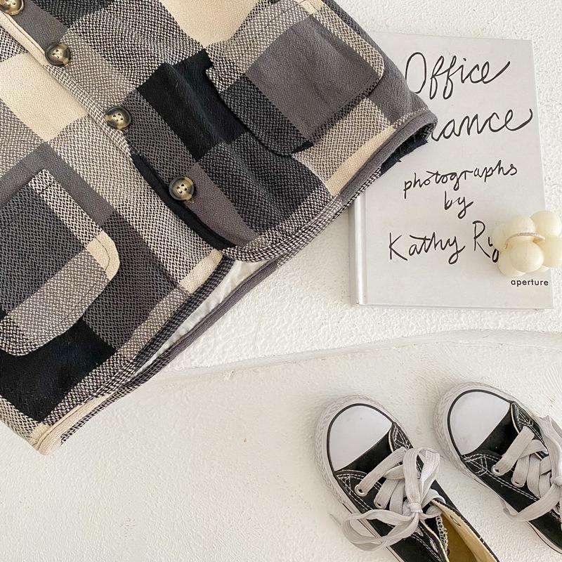 Весна и осень Новая детская куртка в клетку в стиле ретро