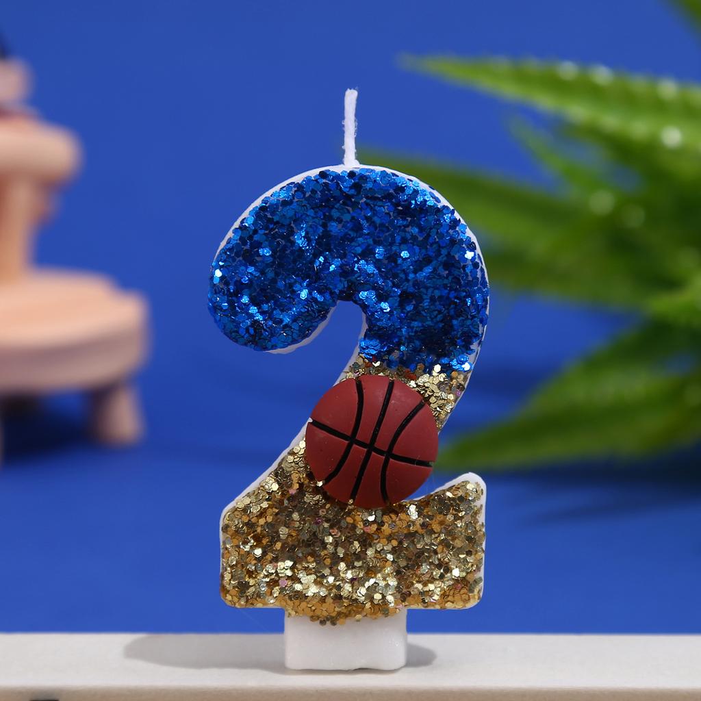 Birthday Candle Number 0-9 Red Blue Cake Candle with Red Basketball,Birthday Party Kids Adults Anniversary Celebrations Supplies