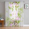 Romantic Spring Flower Sheer Voile Curtain Watercolor Floral Tulle Curtains Window Treatment for Kitchen/Bedroom/Living Room