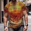 Men's T Shirt Graphic Geometric Metallic Shirt Crew Neck Clothing Apparel 3D Print Outdoor Daily Print Vintage Short Sleeve