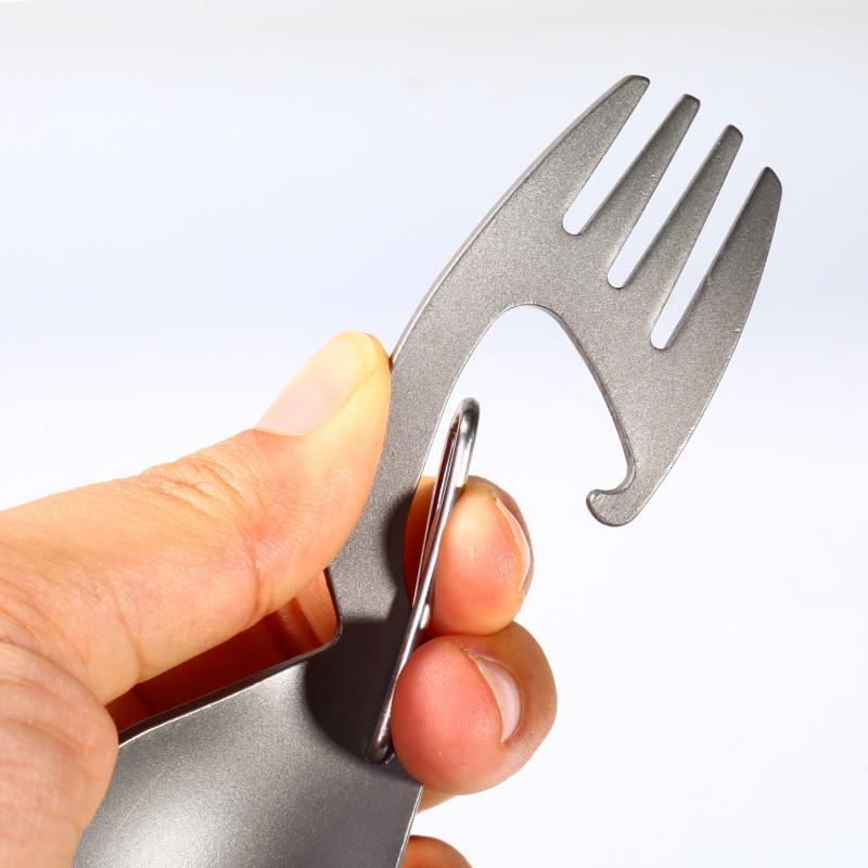Титановая конструкция Unibody Spork Многофункциональная ложка-вилка Карабин Открывалка для бутылок