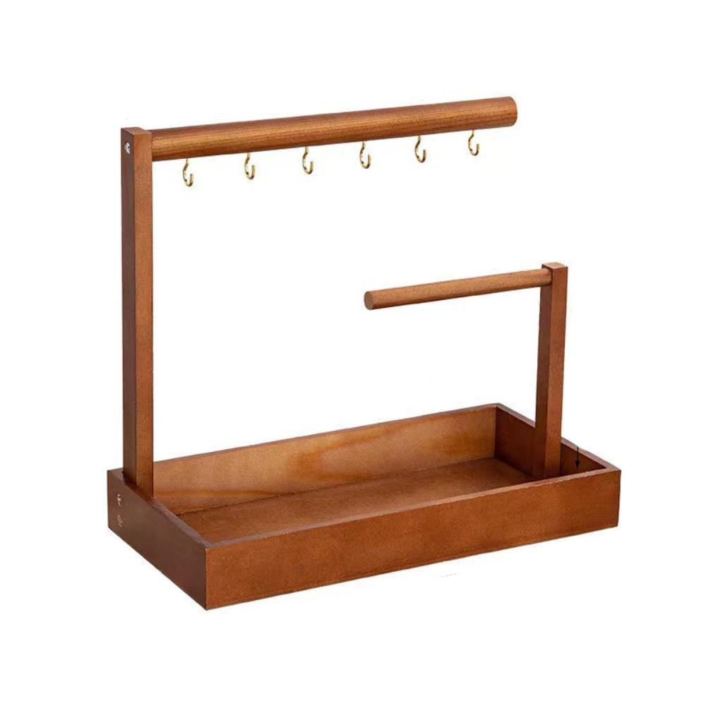 With Hooks Key Storage Rack Wooden Bathroom Shelf Jewelry Display Plate Earrings Pendants