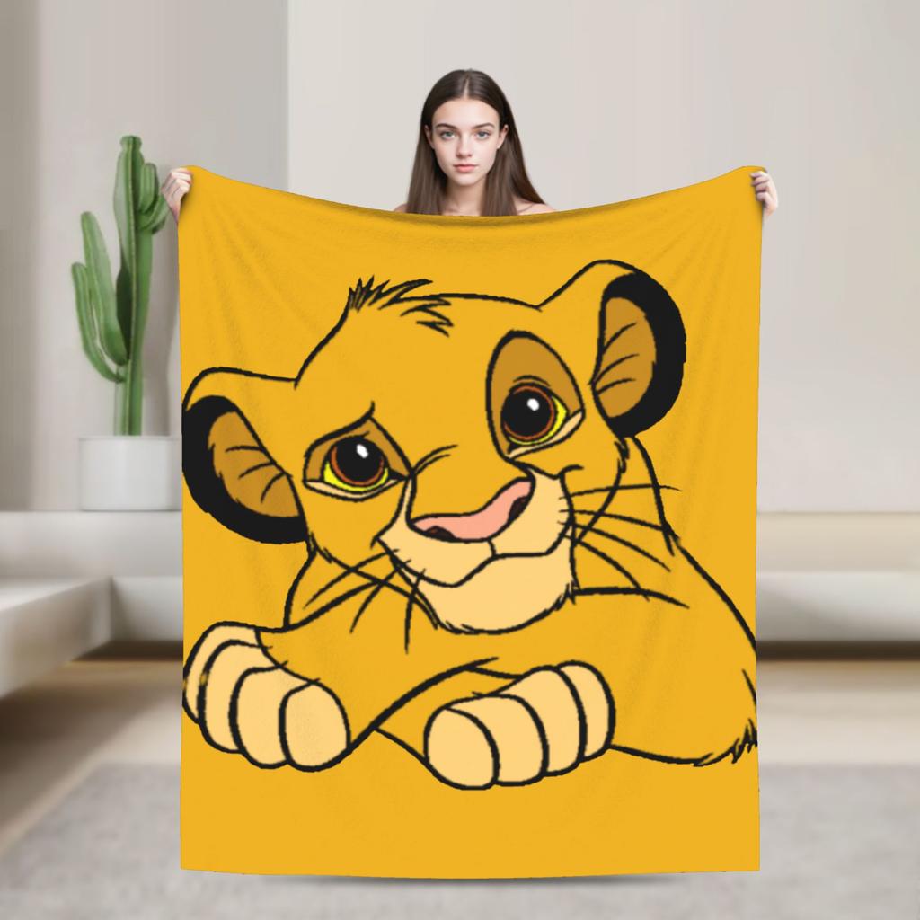 The Lion King Simba Anime Blankets Velvet Anime Warm Throw Blanket for Outdoor Travel Bedspread