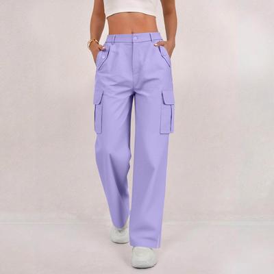 Женские повседневные модные однотонные джоггеры с эластичной талией, кулиской, карманами, широкими штанинами прямого кроя