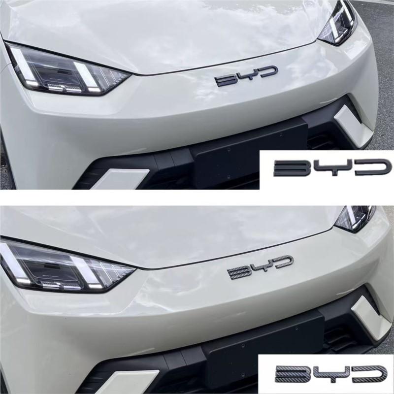 Для BYD SEAl HAN SONG YUAN DOLPHIN ATTO 3 Аксессуары Автомобильный Передний Бампер Эмблема Значок Наклейка Черный Углеродный Логотип Наклейка для Модификации