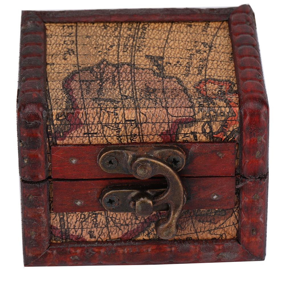 Vintage Square Jewelry Storage Box Handmade Wooden Decorative Display Case