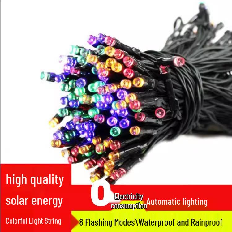 Outdoor Waterproof LED Solar String Lights with 8 Modes for Christmas and Garden Decor