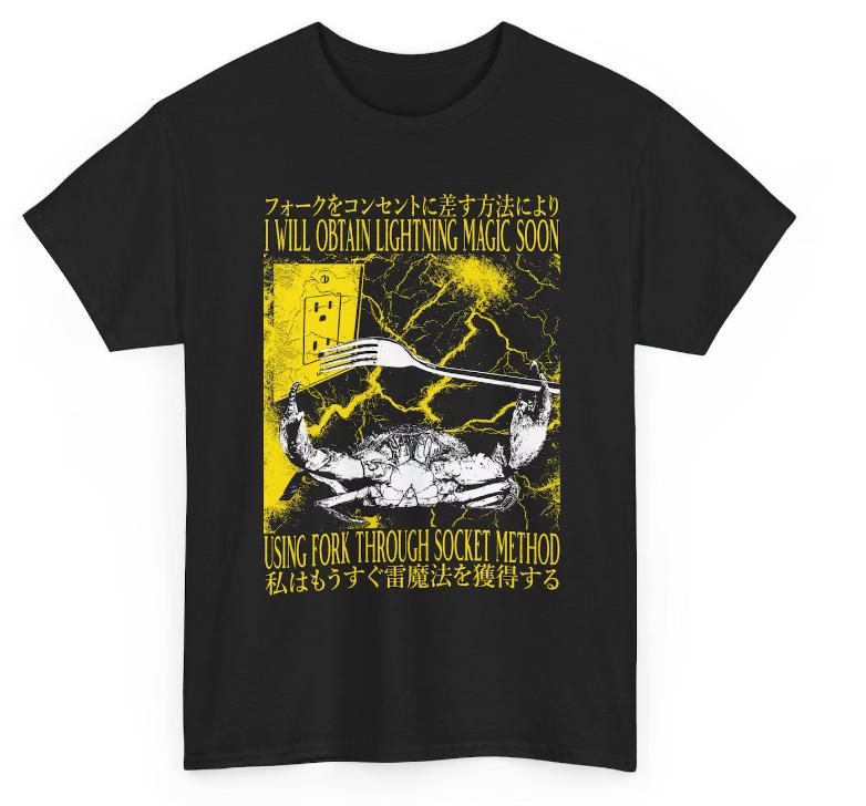 I Will Obtain Lightning Magic Soon Funny Vintage Japanese Crab Tshirt Casual Full Style Fashion Tshirt Shirt Cat Enthusiasts