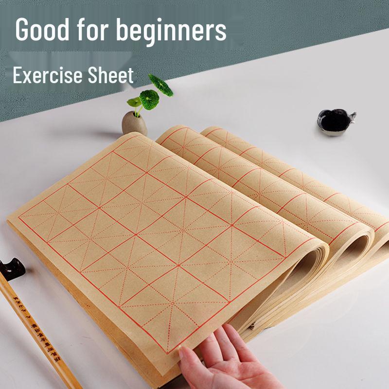 Beginner's Calligraphy Deckle Edge Rice Grid Paper - Thickened Bamboo Pulp Xuan Set