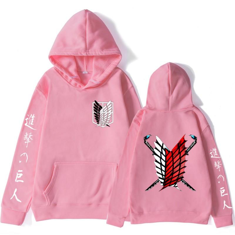 Mens Anime Hoodie Attack On Titan Wings Of Freedom Graphic Pullover Sweatshirt Loose Fit Streetwear