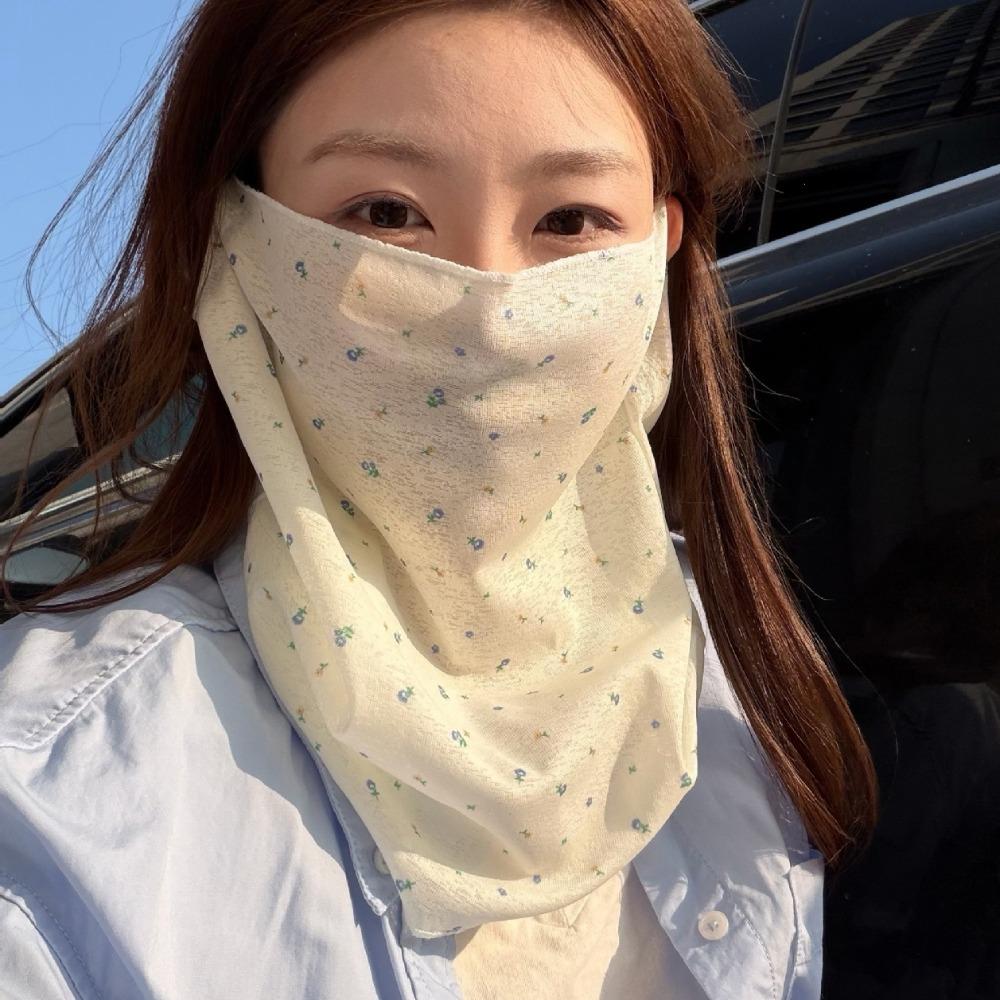 Breathable Women Mask Scarf Floral Printed Neck Gaiter Scarf for Summer Outdoor Sports