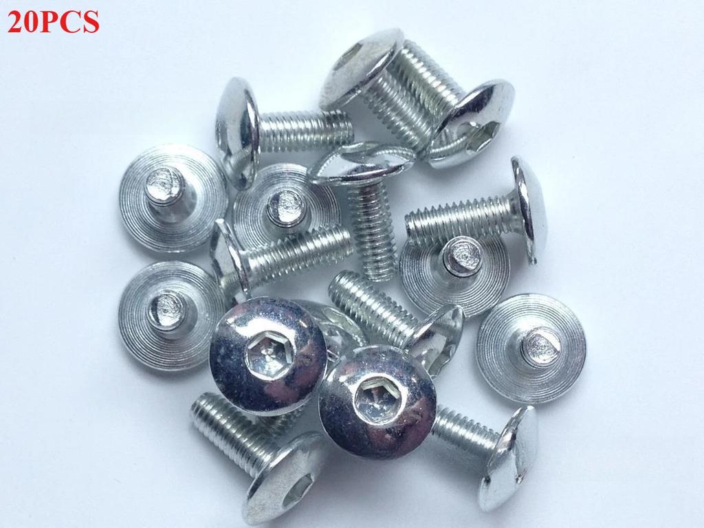 10-20 шт. больших плоских винтов с круглой головкой и внутренним шестигранником M6 6 мм M6X16 темно-серебристого цвета для мотоциклов, скутеров, квадроциклов, мопедов, пластиковых кожухов.