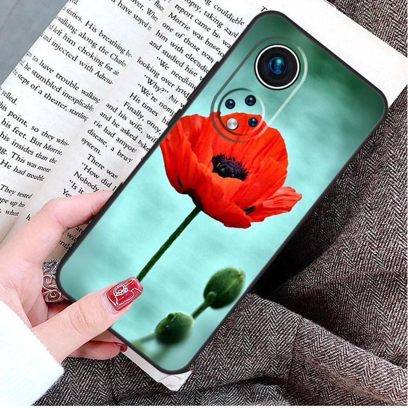 Красный Цветок Мака Чехол Для Honor Magic 8 6 7 Lite Honor 400 200 Pro 50 70 90 X8c X8b X9a X9c X9b X9d Win Чехол