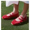 Кожа красная сетка легкий рот двойной ремень балетки женские ретро внутренняя высота увеличение универсальная мода туфли Мэри Джейн дети