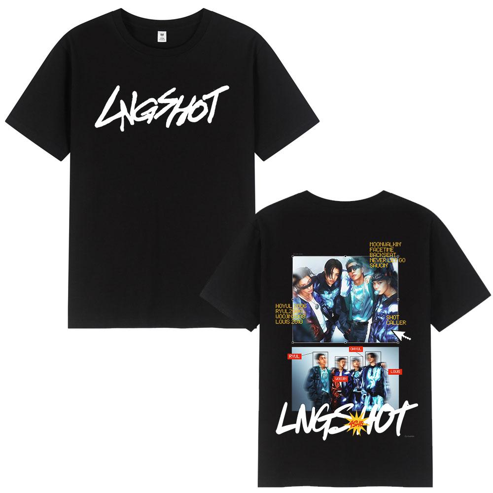 Korean Kpop Hip Hop Group Lngshot T-shirt Men's Women Clothing Fashion Harajuku Oversized Short Sleeve Cotton Tees Fan Gifts