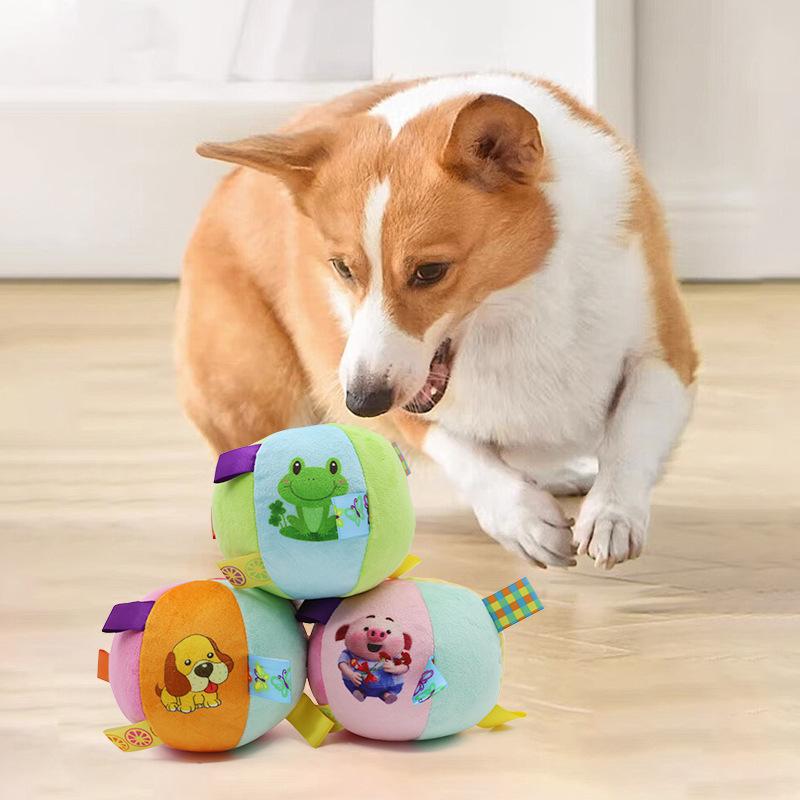 Игрушка-мяч со звуком собаки, Плюшевый звенящий мяч, Игрушечный мяч для питомца, Мяч для маленькой собаки, Милый и скучный звенящий тряпичный мяч