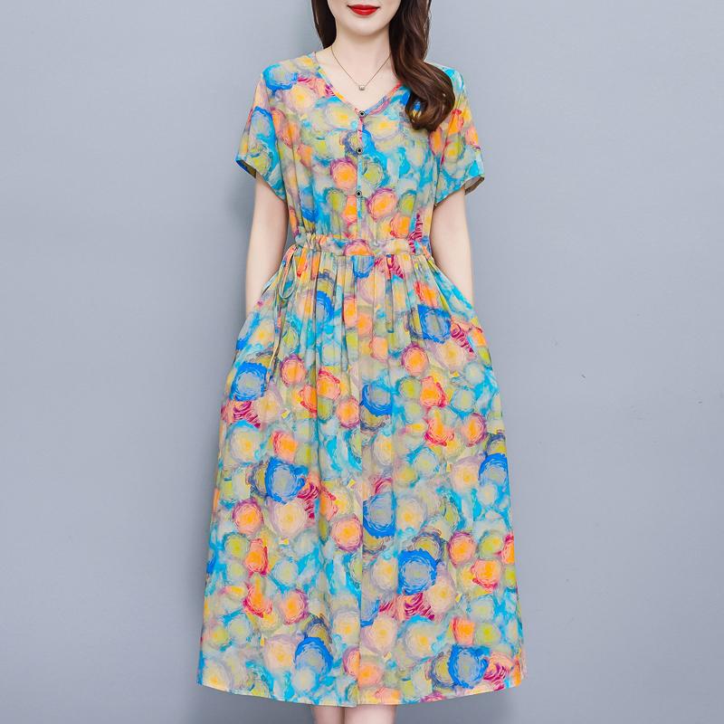 Элегантные женские платья летние большие размеры винтажная одежда с коротким рукавом повседневное длинное платье