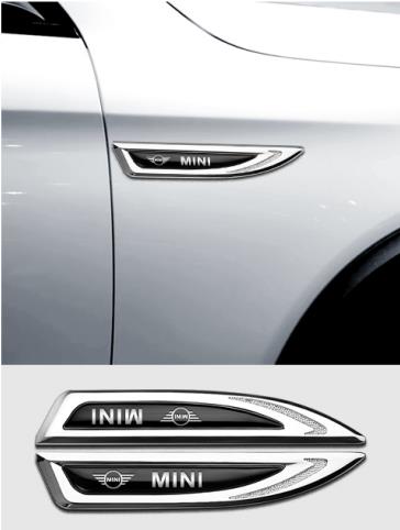 HQCHS1 2Pcs For MINI Cooper JCW WORKS R55 R56 F55 F56 R57 R58 R59 Car Styling Door Side Fender Metal Badge Stickers Auto Accessories