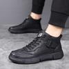 2025 Winter High-top Shoes Elderly Shoes Soft Leather Warm Plush Cotton Shoes Men's Casual Leather Shoes Middle-aged Dad Shoes