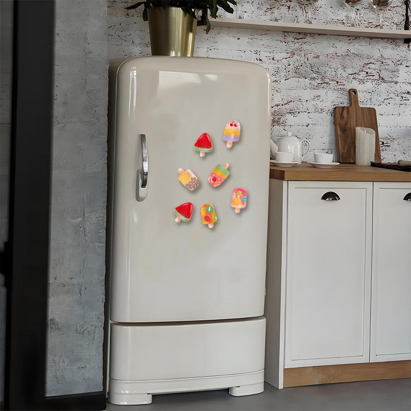 Набор из шести магнитных наклеек на холодильник с мороженым, магнитные наклейки на пластину с отверстием, новые имитационные игрушки для игр с едой, украшения для дома