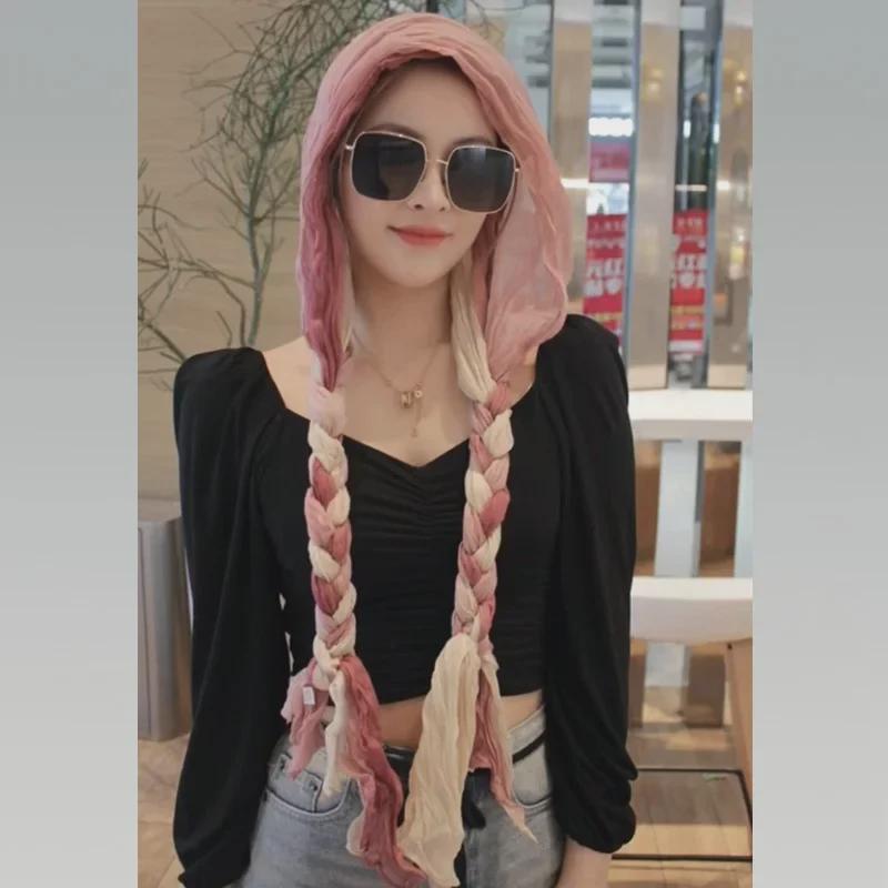 Плетеный платок для девочек, сотканный вручную - модный осенне-зимний воротник и повязка на голову