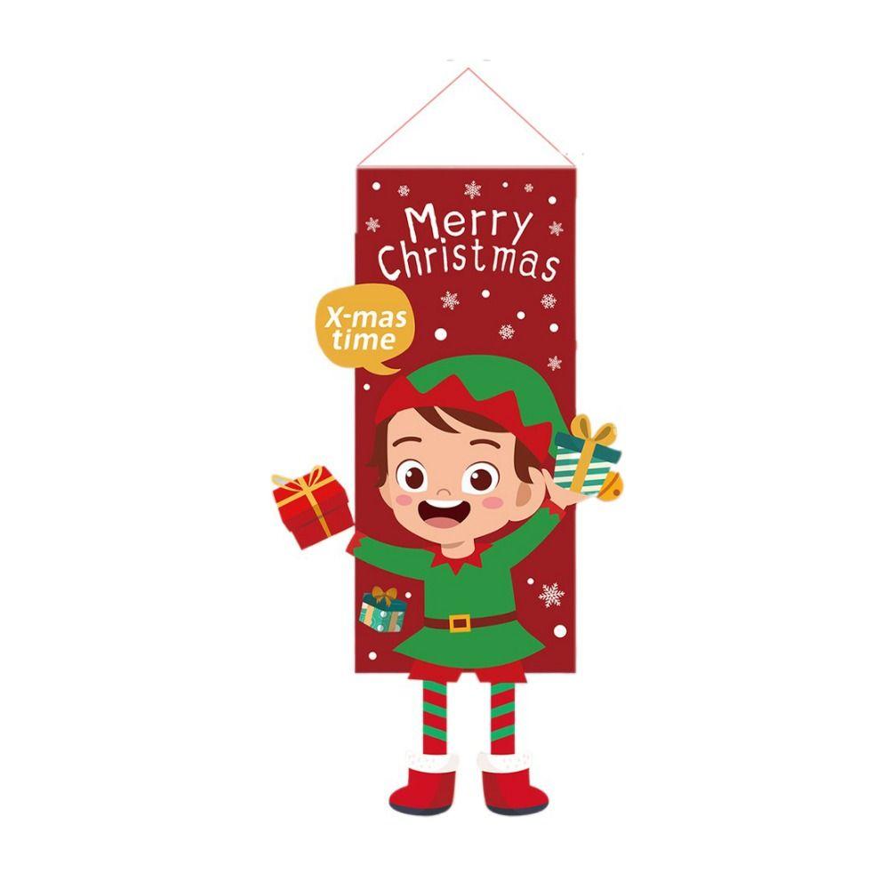 Santa Claus/Snowman/Elk Merry Christmas Hanging Flag Foldable Santa Claus Snowman Banner New Year
