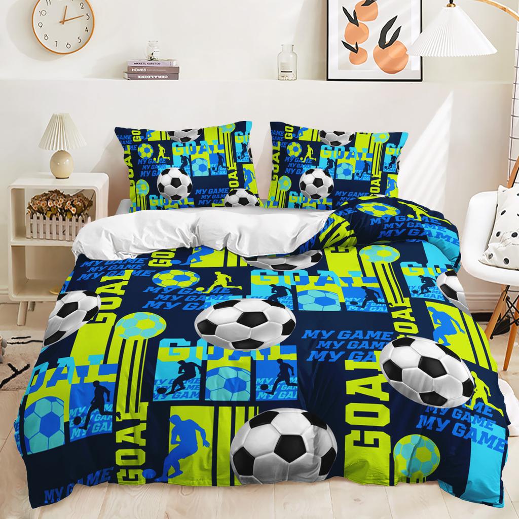Футбольный 3D-принт с цифровым узором пододеяльник наволочка постельное белье для спальни комплект из трех предметов