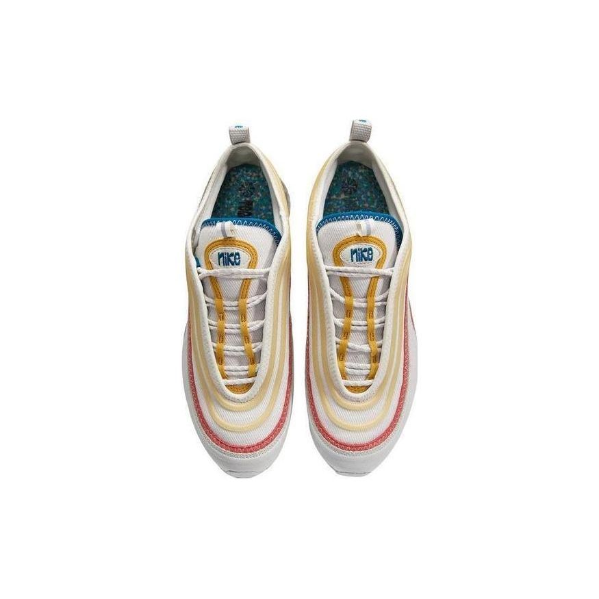 Nike Air Max 97 Ретро Принт Шнуровка Ткань Низкий Верх Повседневные Кроссовки для Бега Мужские кроссовки Белый Синий DV7418-001
