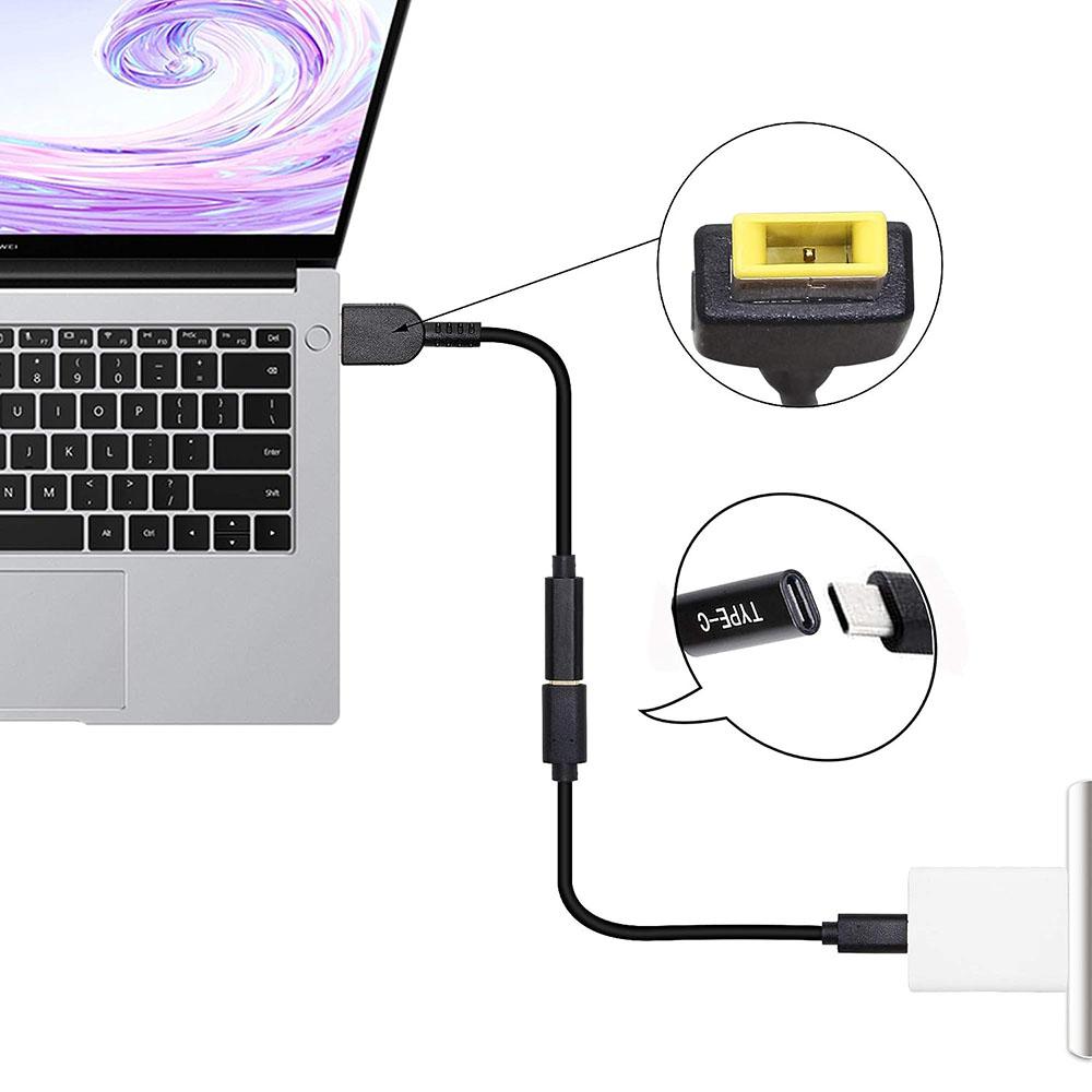 USB-C Type C To Square Tip Power Adapter Cable for Lenovo ThinkPad IdeaPad Yoga