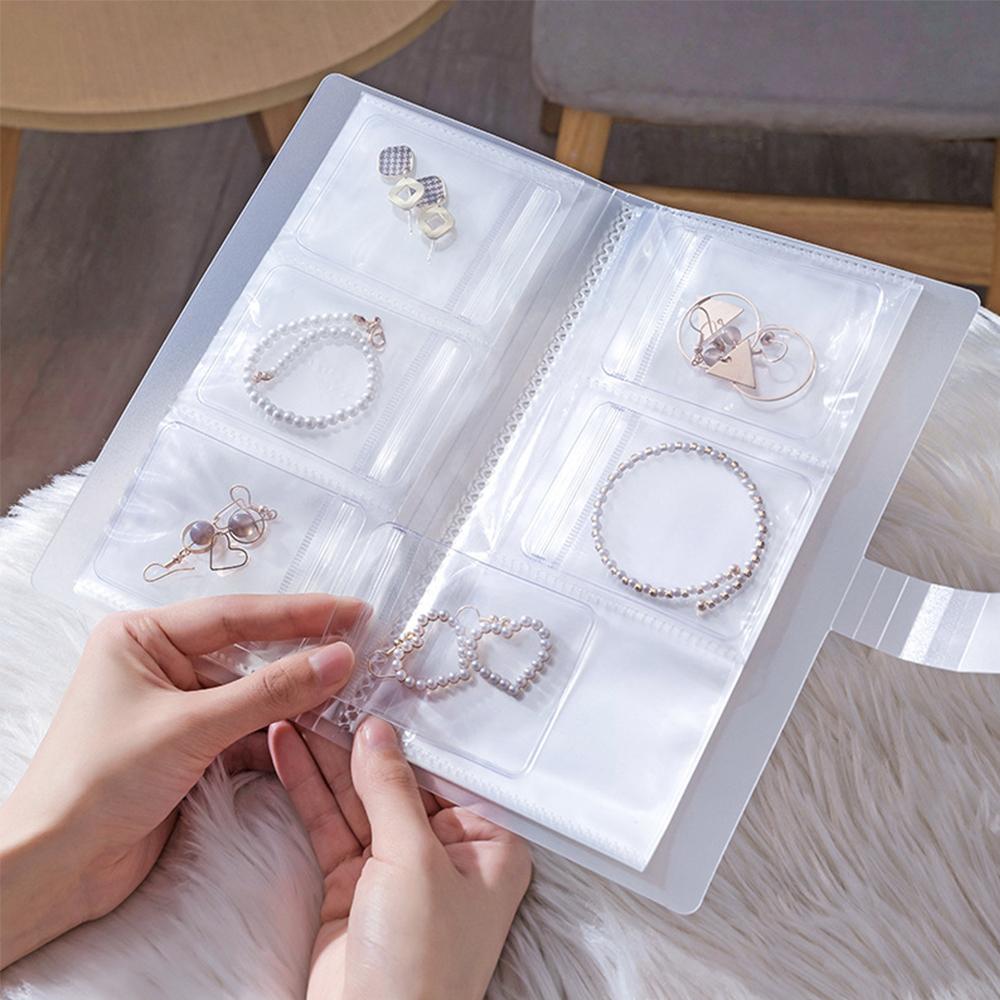 Прозрачная книга для хранения украшений для серег, колец, ожерелий, органайзер, 20 пакетов