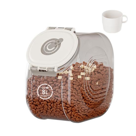 Герметичный контейнер для хранения зерна Прозрачный контейнер для хранения корма для домашних животных с функцией таймера 8 л 16 л Влагонепроницаемый контейнер с мерным стаканом для зерна и домашних животных