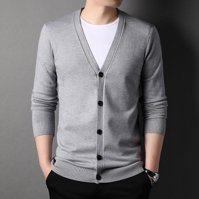 Autumn New Men's Korean Style Trendy Jackets for Young and Middle-aged Men's Long-sleeved Sweater Knitted Cardigan Jackets
