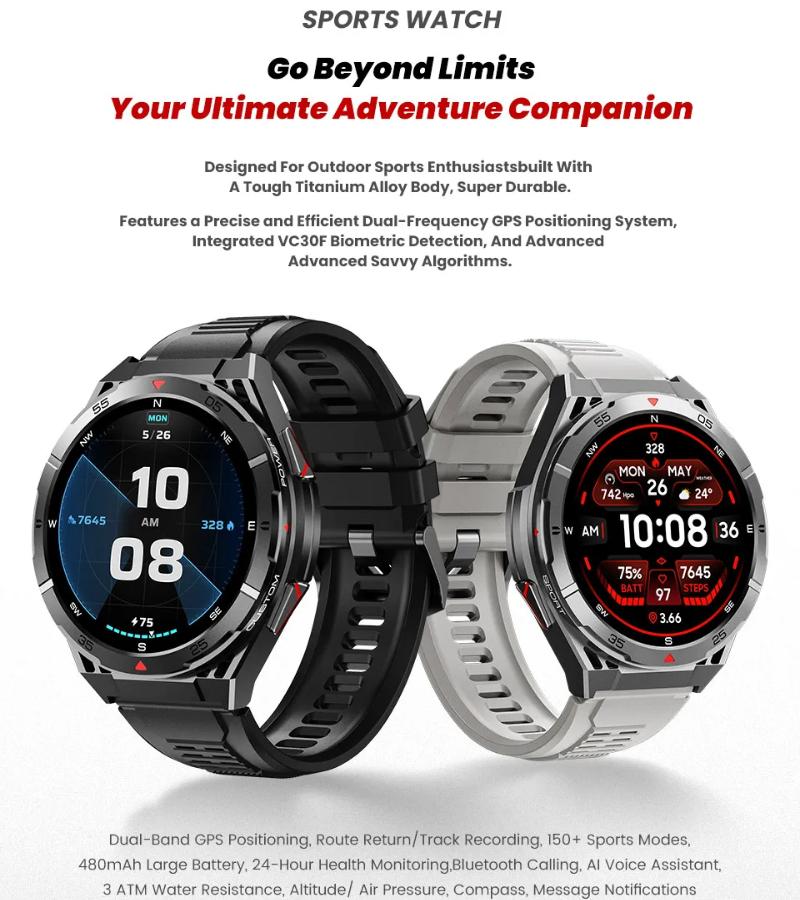 2025 Новые Премиальные GPS Смарт-часы Ультра HD AMOLED Дисплей Встроенный GPS BT Звонок 10ATM Водонепроницаемый Смарт-браслет