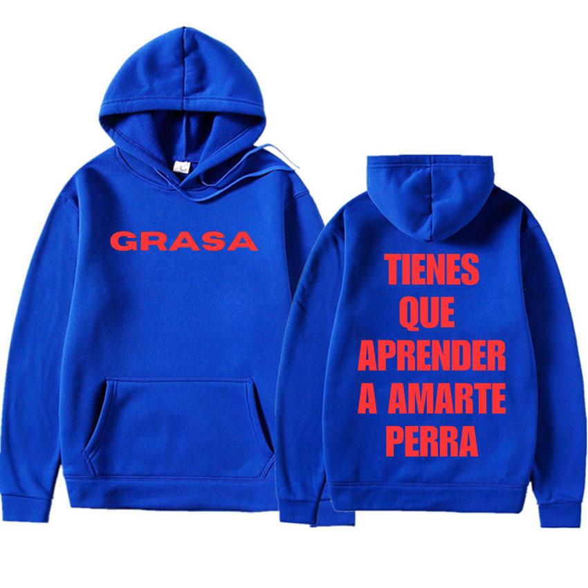 Рэпер Нати Пелусо Принт Букв Grasa Модные Хип-хоп Толстовки Мужские Женские Мода Повседневная Эстетика Тренд Свободные Пуловеры