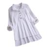 Cotton Linen Blouse With Pockets For Casual Office Wear