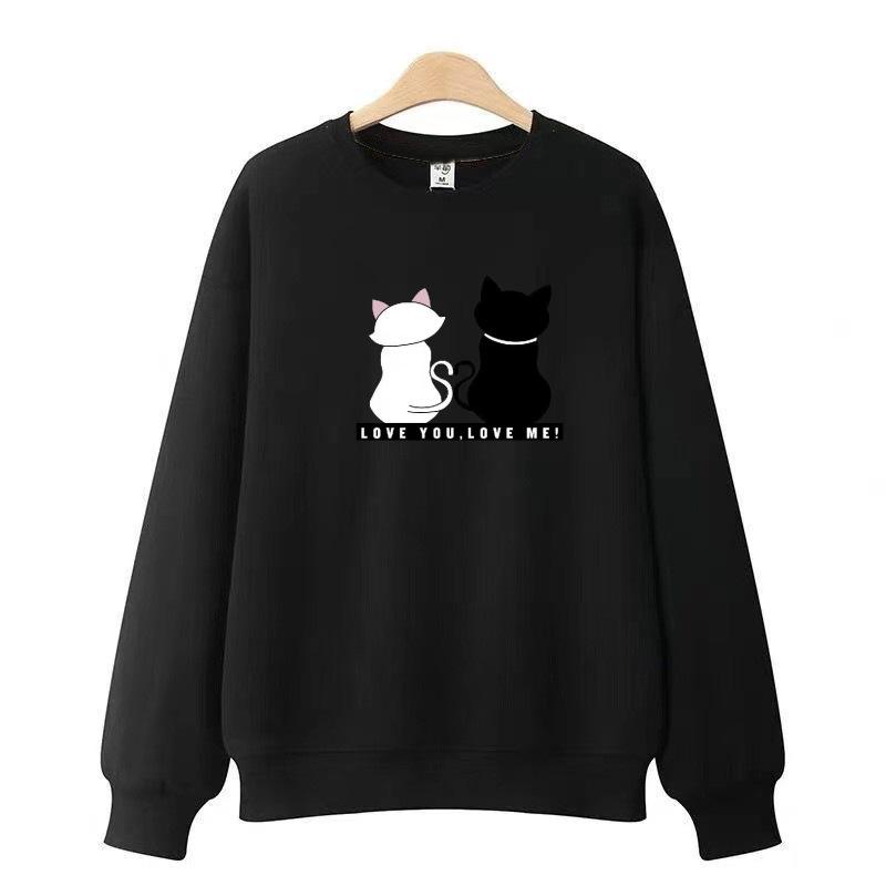 2024 Осень/Зима Женская плюшевая утолщенная круглая толстовка с круглым вырезом - Модная, свободная, повседневная, теплая