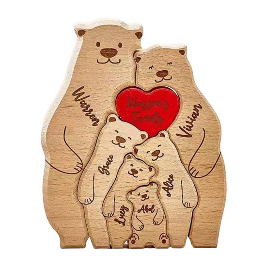 1 комплект деревянного медведя, семейного пазла, орнамента, любви, сердца, обнимающего мать и отца