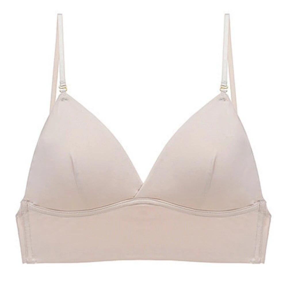 Женский бюстгальтер на тонких бретельках с V-образным вырезом без косточек, кружевные бюстгальтеры без косточек с низкой спинкой, бесшовный спальный бюстгальтер с подкладкой