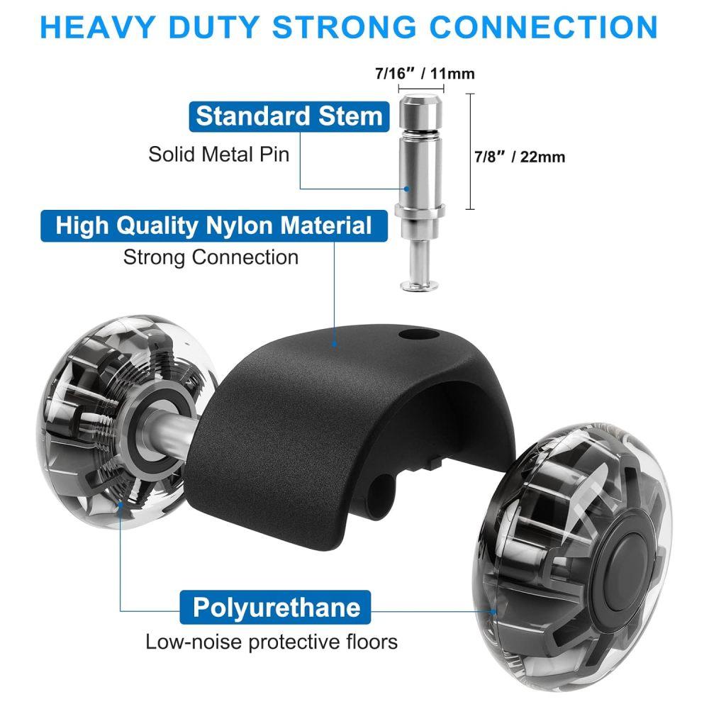 Колесики для офисного стула (Набор из 5),Колеса для стульев повышенной прочности, выдерживают нагрузку 2200 фунтов, бесшумные резиновые ролики для стульев, универсальные, 2 дюйма